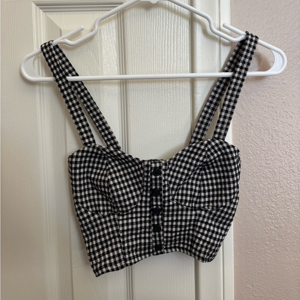 Bustier checkered crop top Y2K style preppy party chic Cottagecore